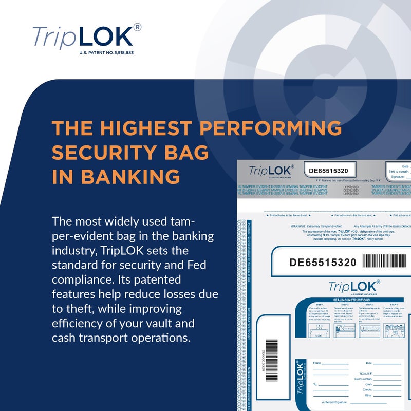 ControlTek TripLok 9" x 12", White with Pocket, 100 Bags, Tamper-Evident Deposit Bags for Cash Handling & Valuables, Moisture, Heat and Cold Sensitive Ink, Tear-Off Receipt + Large Barcodes 585036 - Image 3